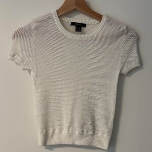 F21 White Knit Short Sleeve Top